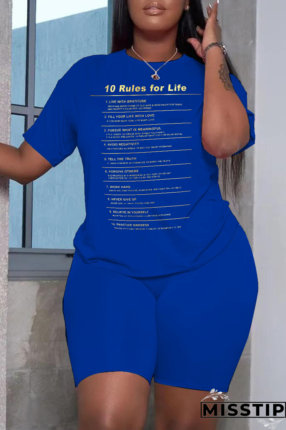 Black Casual Print Letter O Neck T-Shirts