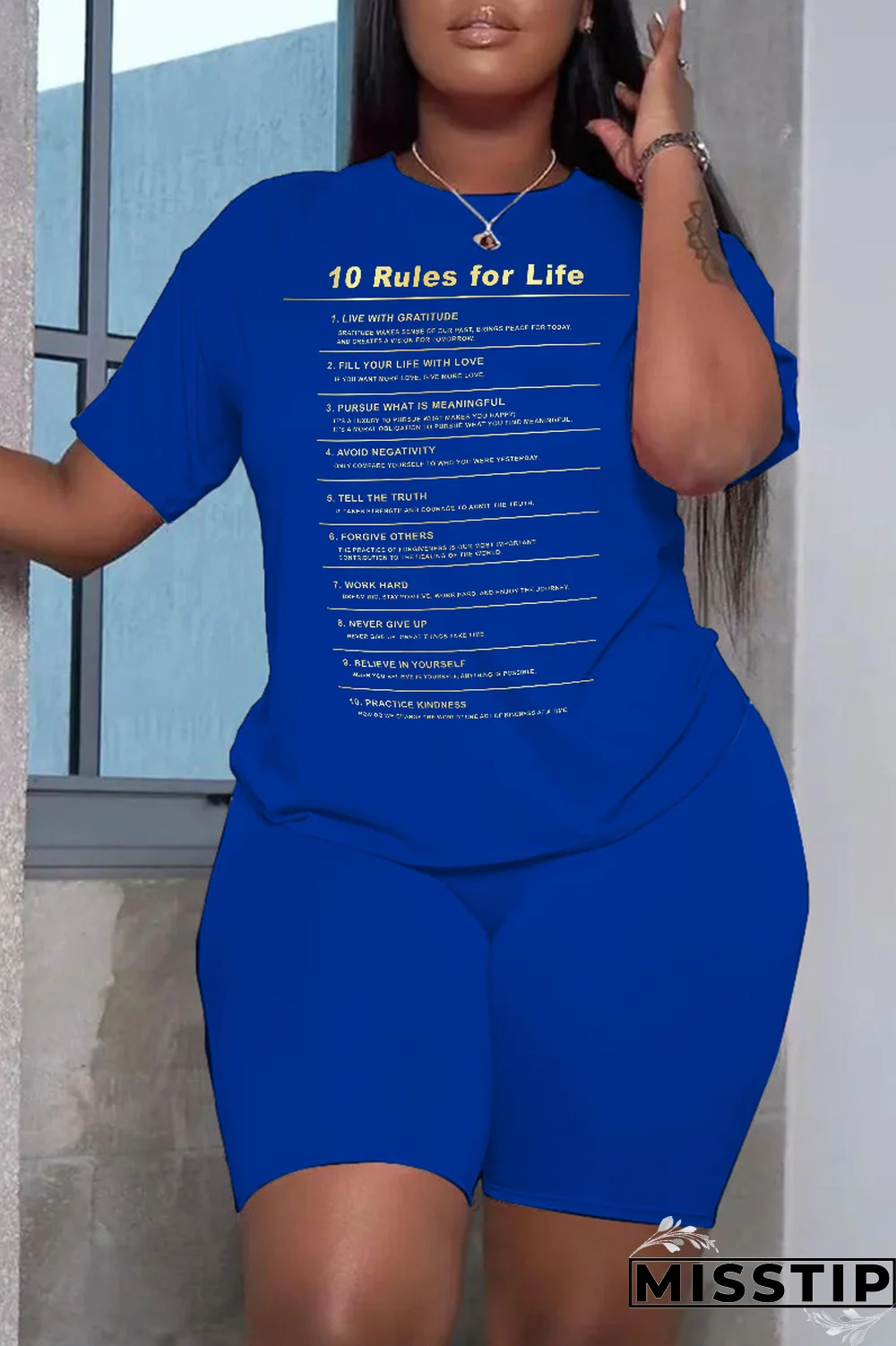 Black Casual Print Letter O Neck T-Shirts