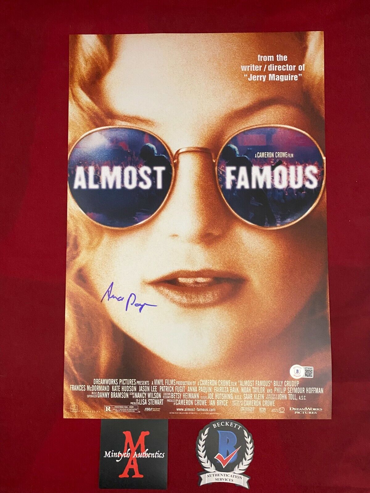 ANNA PAQUIN AUTOGRAPHED SIGNED 12x18 Photo Poster painting! ALMOST FAMOUS! BECKETT COA!