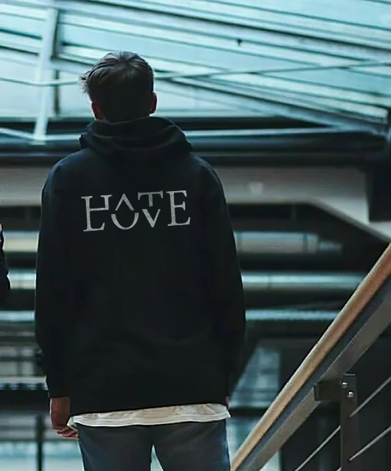 Hate or Love Printed Men Casual Printed Hoodie -  