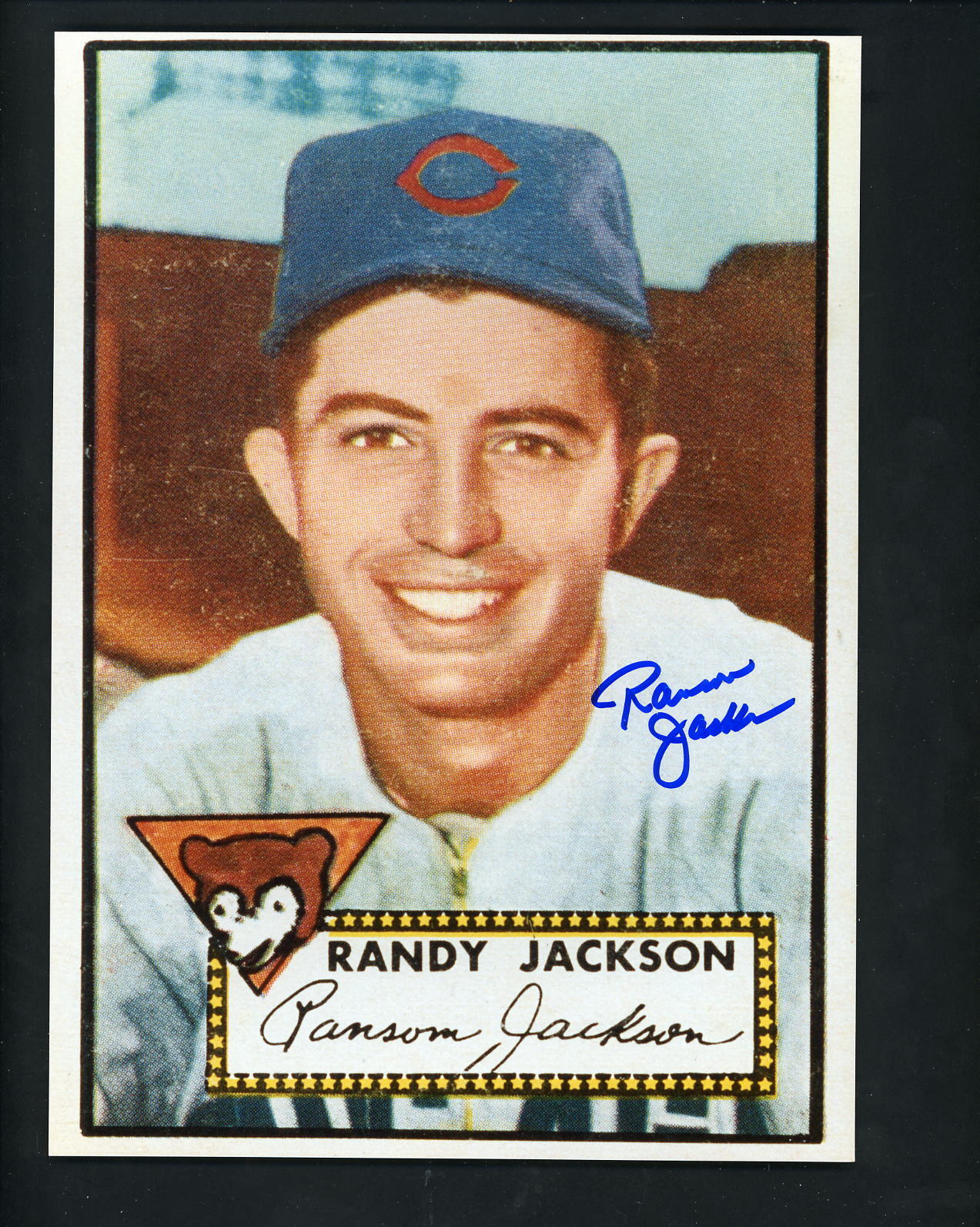 Ransom Randy Jackson Signed Autographed 1952 Topps 7 x 9 Photo Poster painting Chicago Cubs