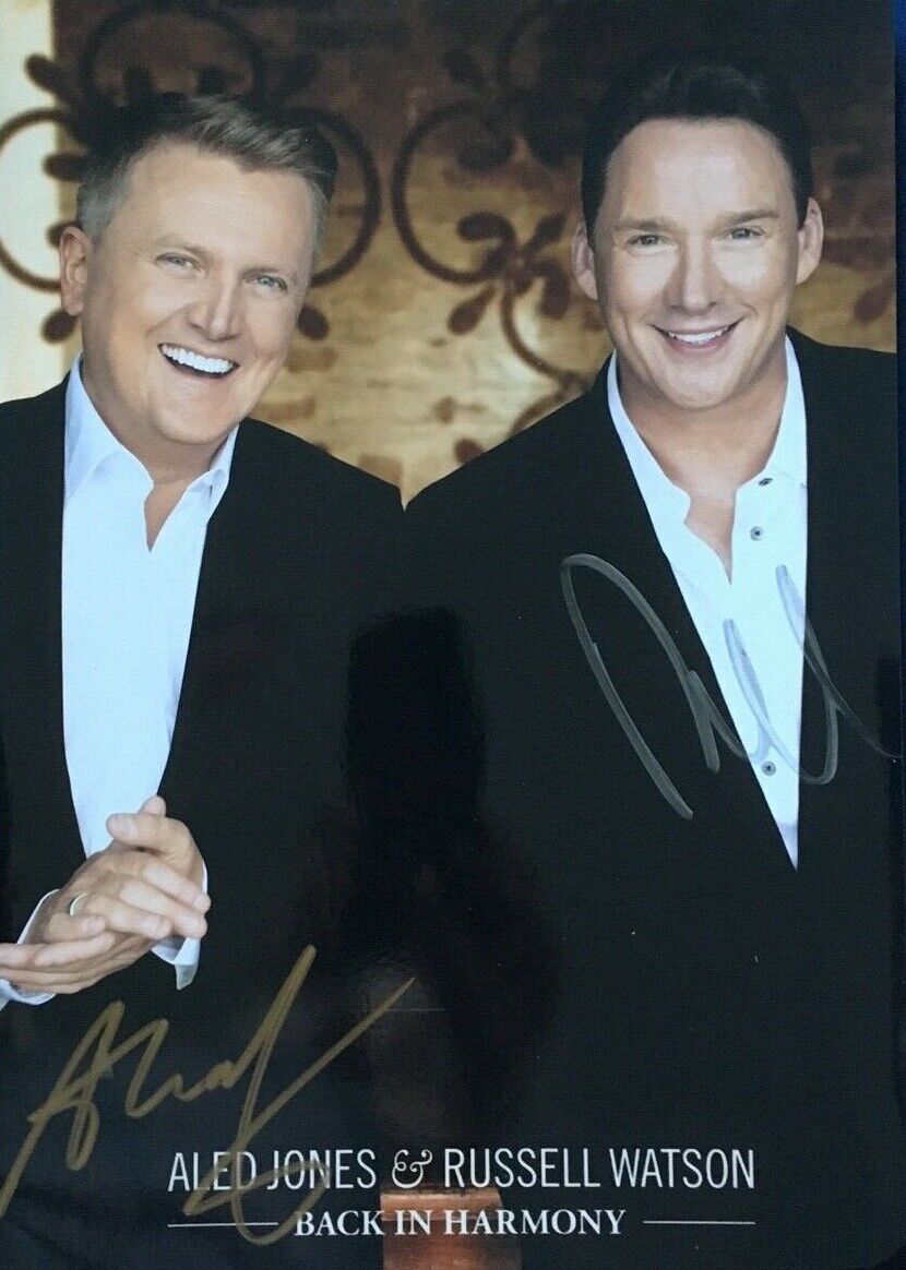 ALED JONES / RUSSELL WATSON - CHART TOPPING SINGERS - EXCELLENT SIGNED Photo Poster painting