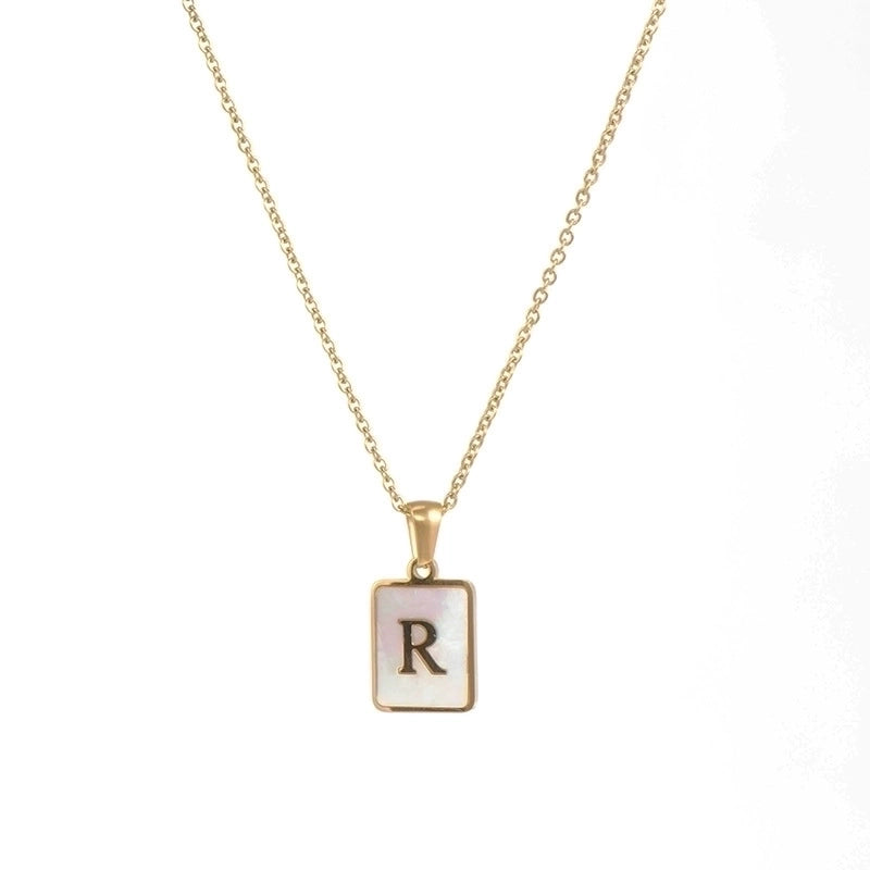 Vintage Style Letter Square 304 Stainless Steel Shell 18K Gold Plated Plating Inlay Pendant Necklace