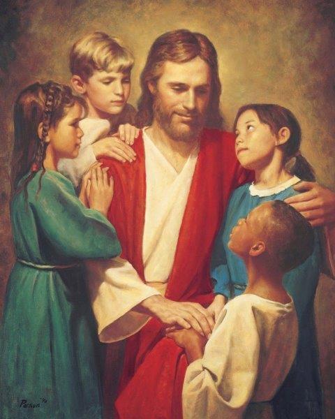JESUS WITH KIDS Christian Glossy 8 x 10 Photo Poster painting Poster Print
