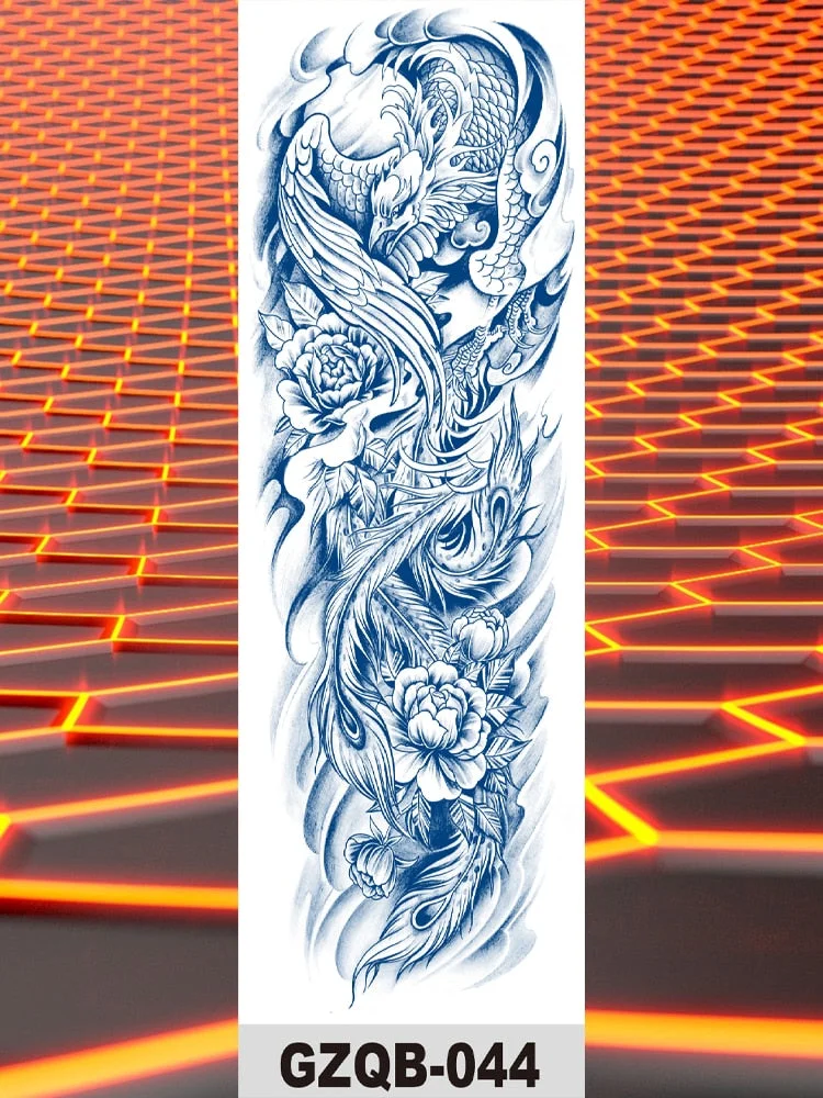 Temporary Flower Full Arm Waterproof Tattoo Stickers Banshee Warrior Crane Angel Lotus Juice Ink Men Women Girl Leg Fake Tatoo