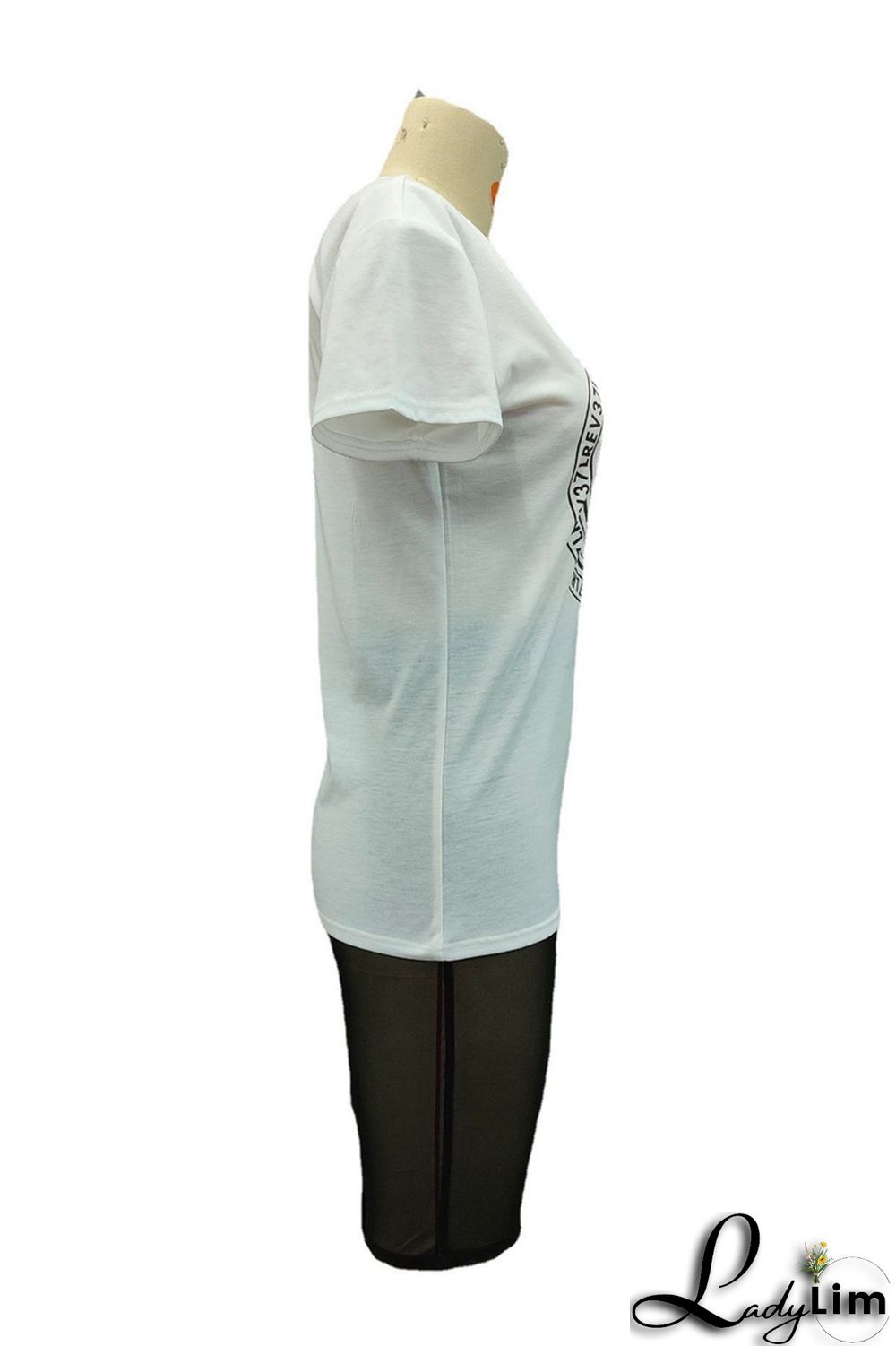 Pink Fashion Casual Print Basic O Neck Plus Size Two Pieces