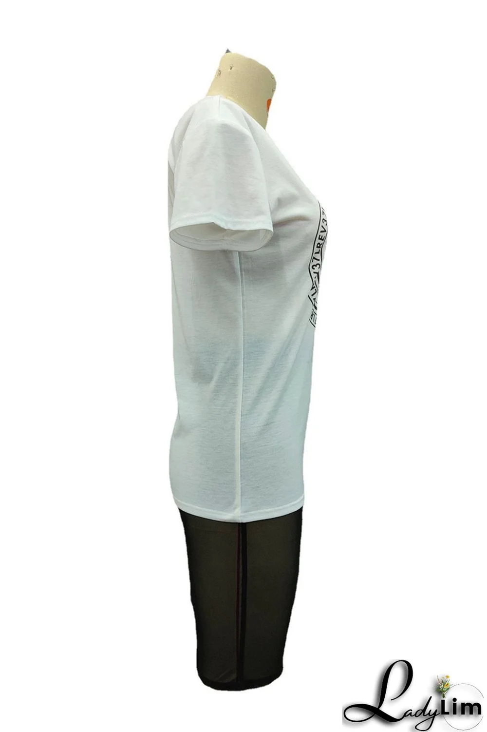 Pink Fashion Casual Print Basic O Neck Plus Size Two Pieces