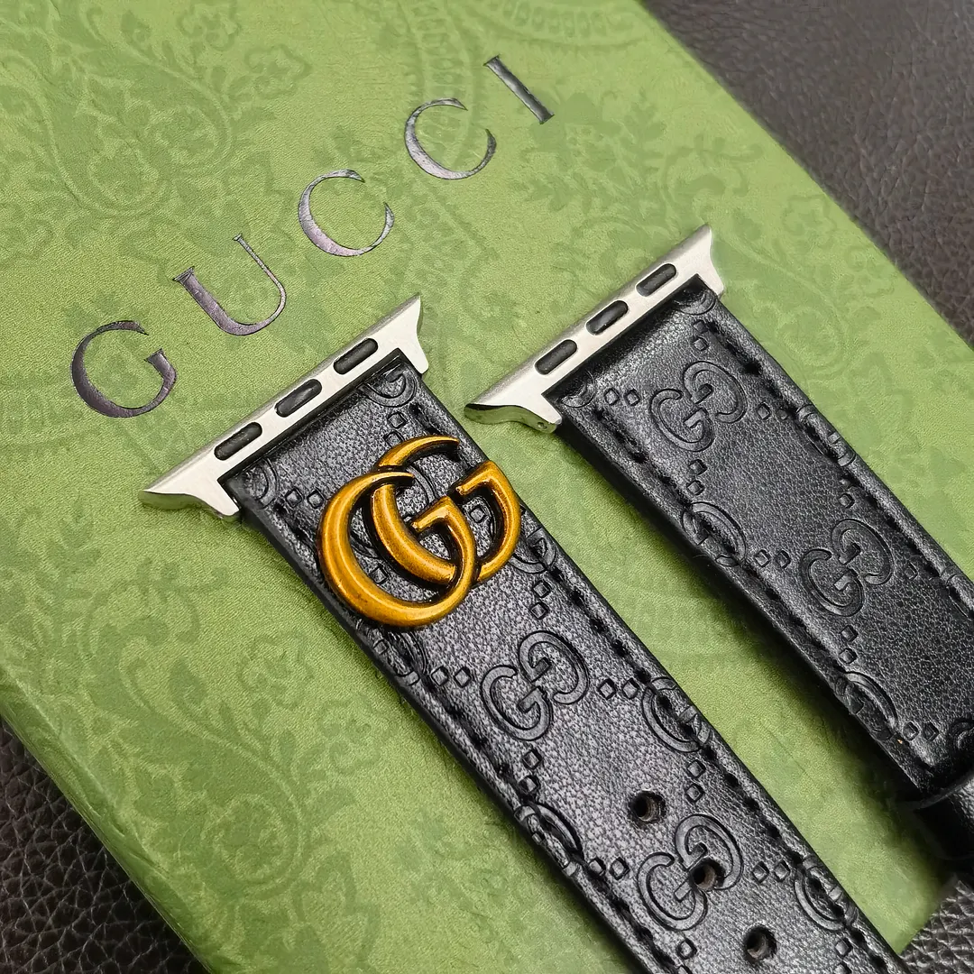 OPHIDIA GG Metal Monogram Gucci Leather Apple Watch Band