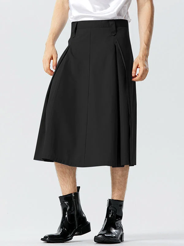 Aonga - Mens Solid Pleated Zip Back Skirt