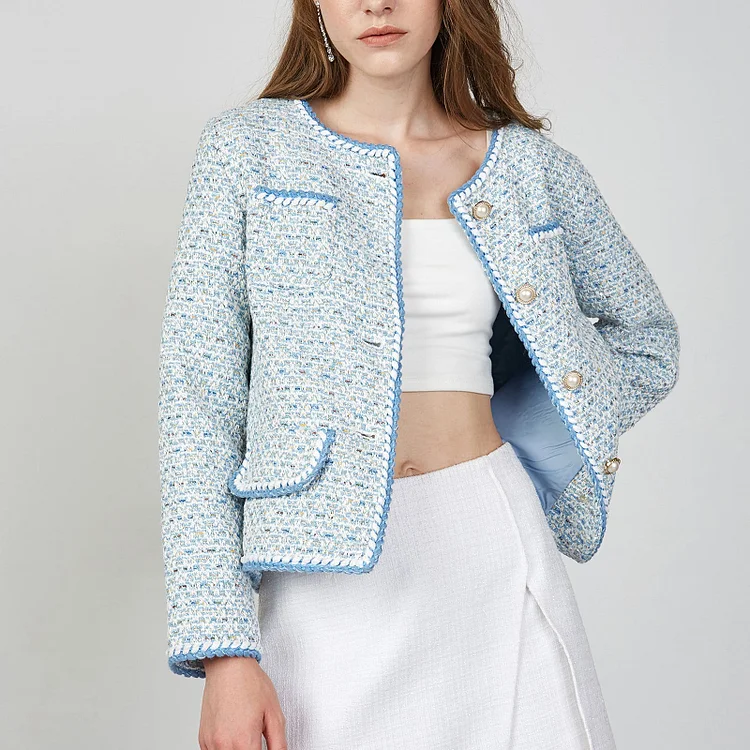 Allister Sky Blue Button-Up Jacket QueenFunky