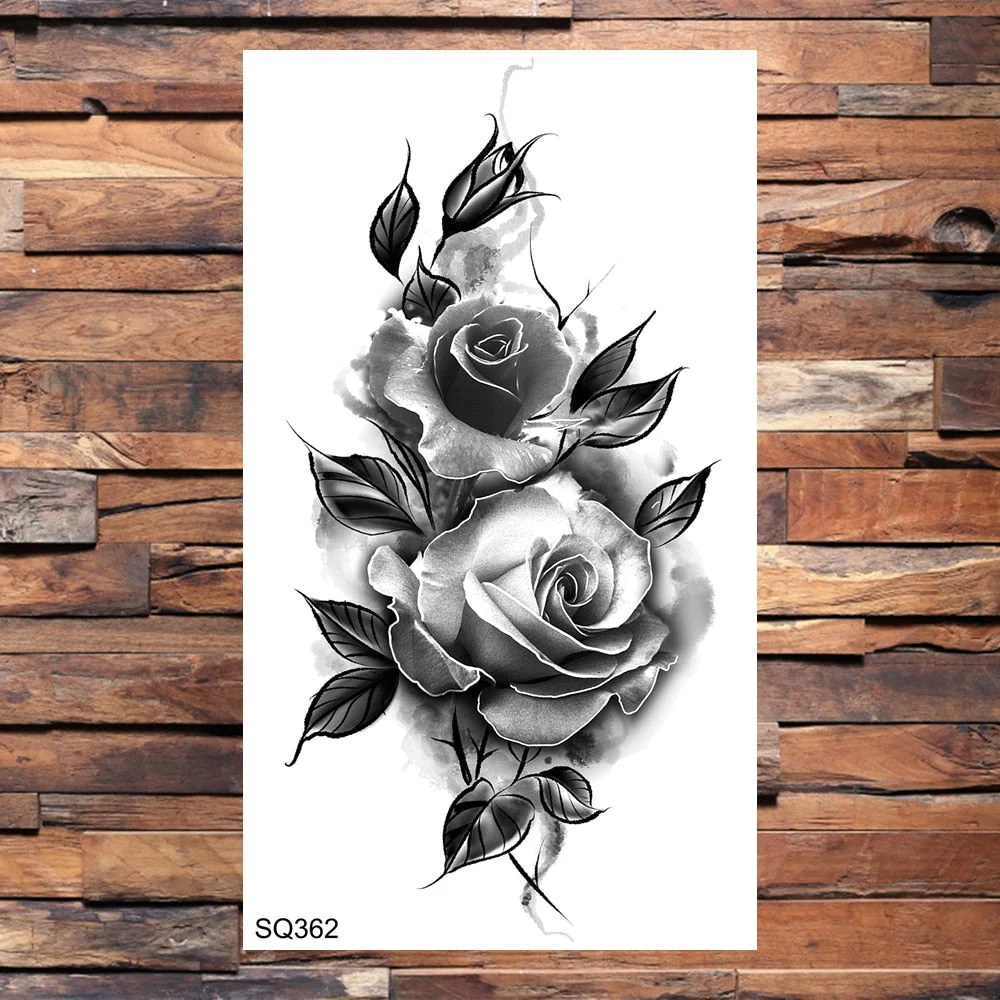 Small Forest Pine Tree Temporary Tattoos For Women Men Realistic Whale Mountain Sea Wave Fake Tattoo Sticker Arm Body Tatoos