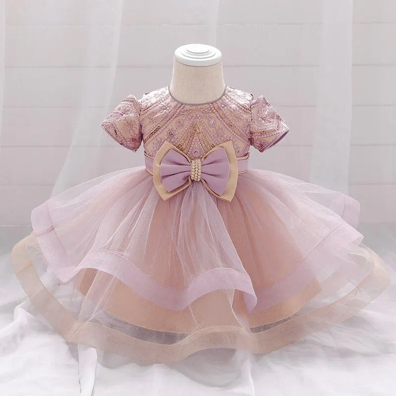 2021 Ceremony Infant 1st Birthday Dress For Baby Girl Clothes Sequin Dress Princess Dresses Party Baptism Clothing 0 1 2 Year