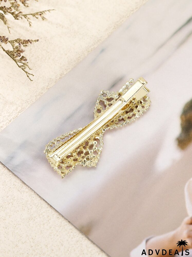 3pcs Rhinestone Bow Decor Hair Clip