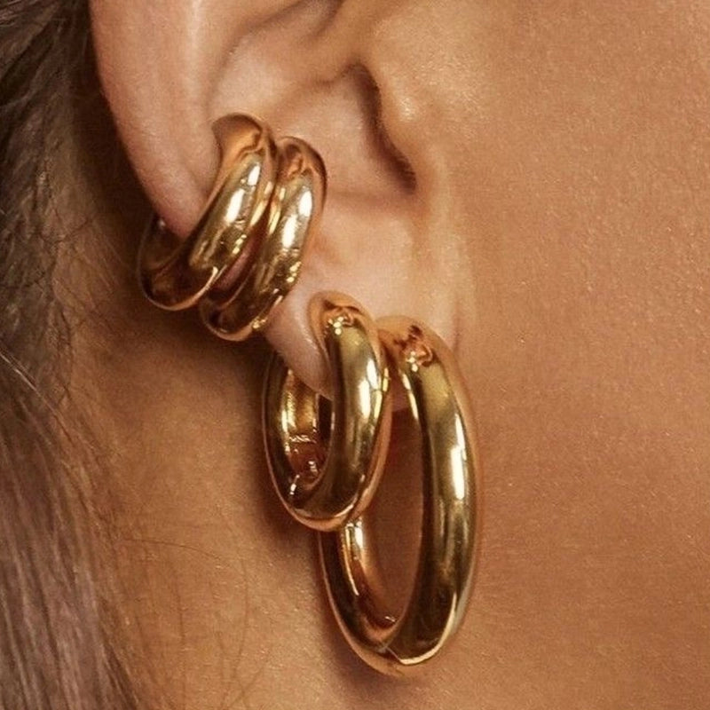 1 Pair IG Style Minimalist Solid Color Plating 304 Stainless Steel 16K Gold Plated White Gold Plated Gold Plated Earrings