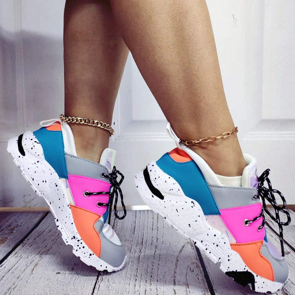 Women Sneakers 2020 Autumn Casual Shoes Fashion Contrast Color Leopard Sport Shoes Ladies Chunky Sneakers Female Platform Shoes