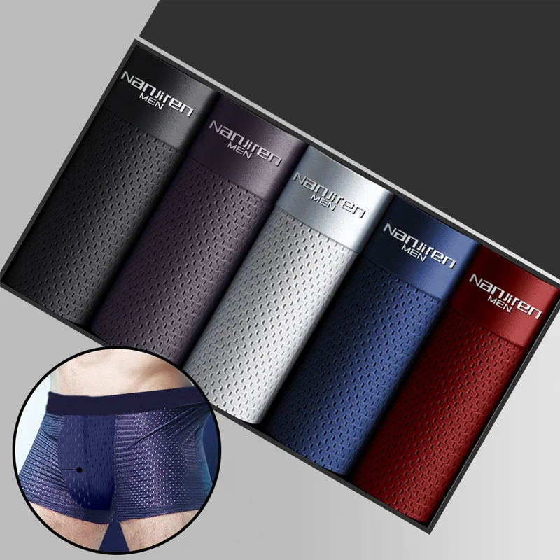 Men's Breathable Mesh Ice Silk Thin Seamless Underwear【Four】