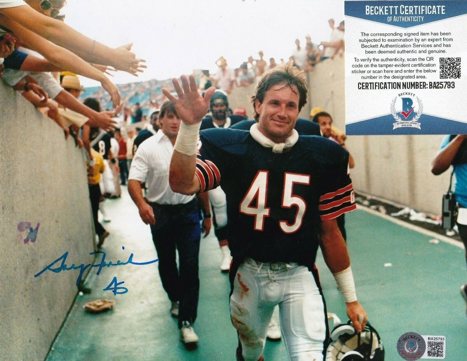 GARY FENCIK CHICAGO BEARS BECKETT AUTHENTICATED ACTION SIGNED 8x10 Photo Poster painting