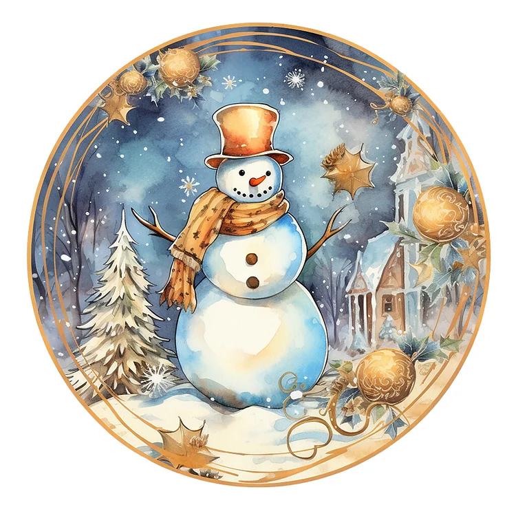 Full Round Diamond Painting - Winter Snowman 30*30CM