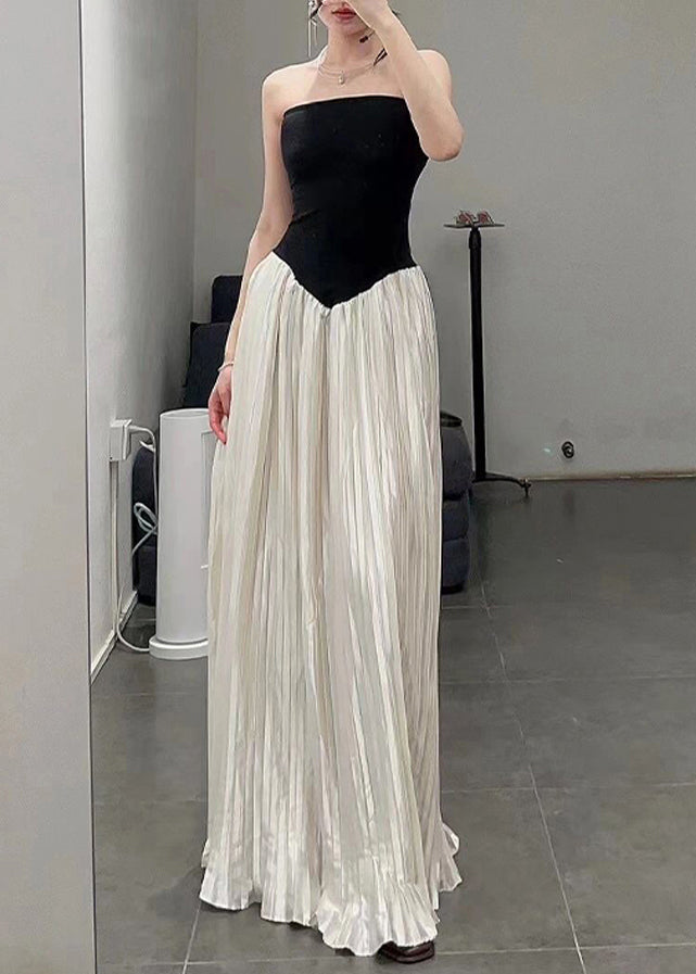 VCSHOES Photo Color Strapless Patchwork Dresses Summer