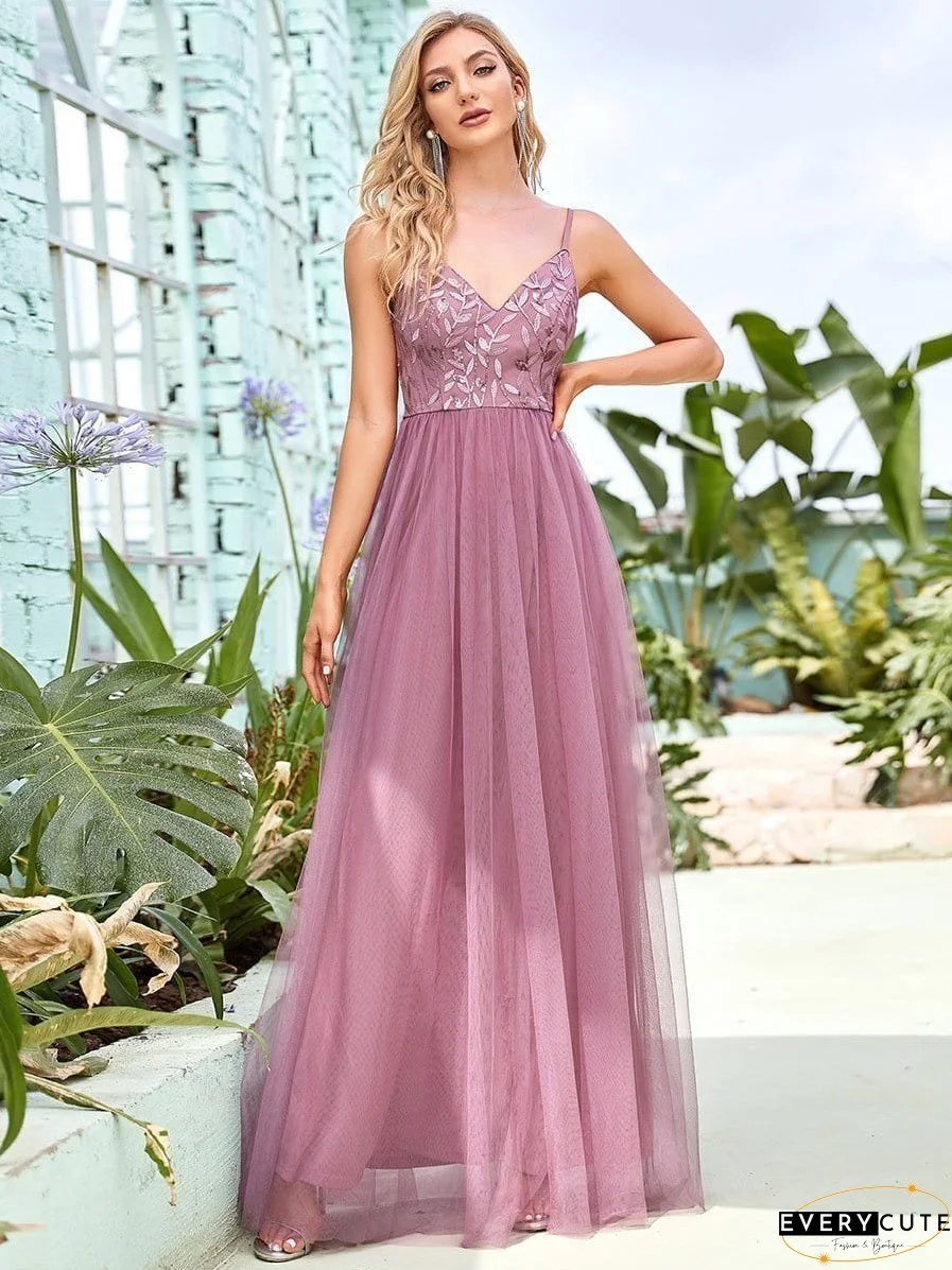 Elegant Full-Length A-line Evening Dress