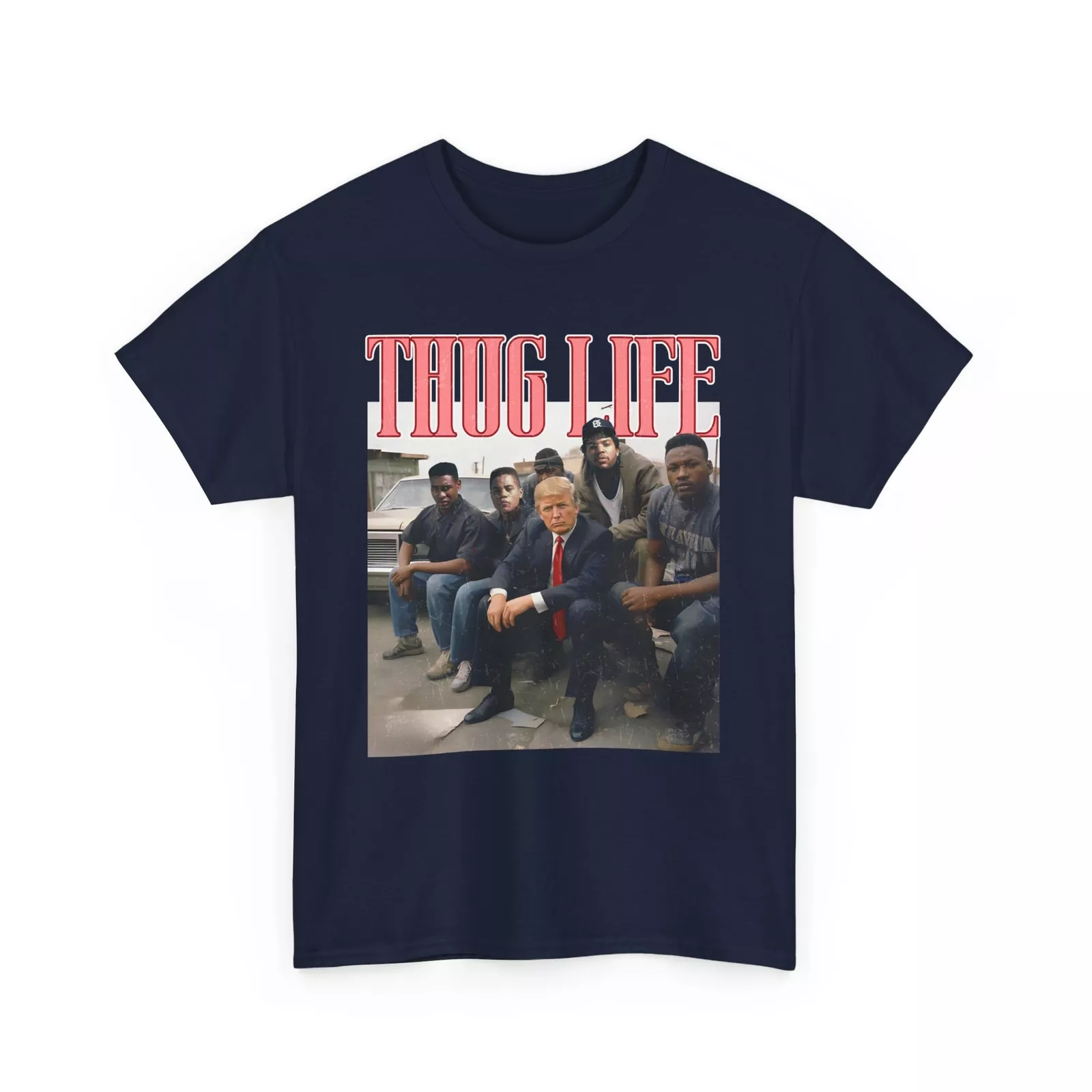 Loveyoufancy Thug Life T-Shirt - Funny Trump Gangsta Parody Retro Style Graphic Tee