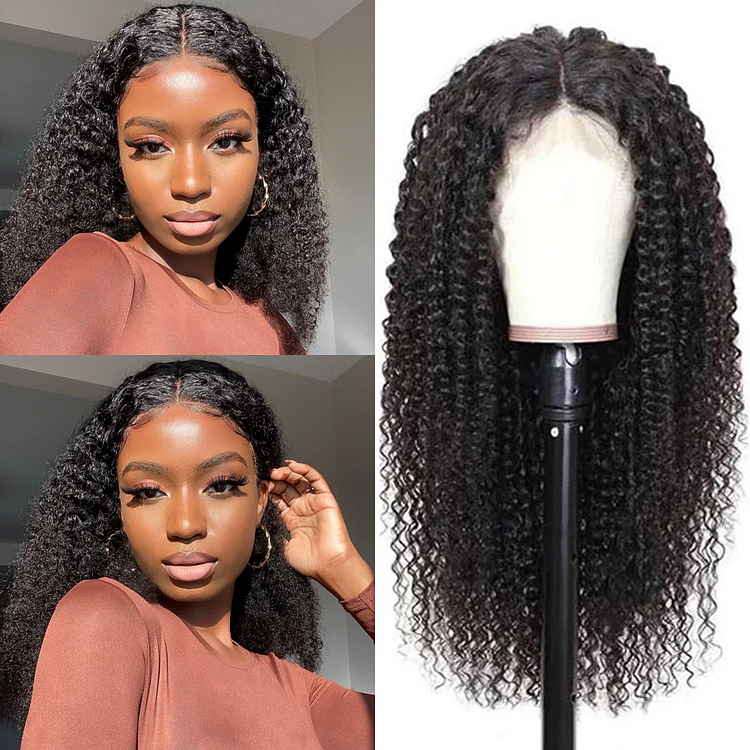 Glueless! Afro Curl Pre-Made Machine Made 4x4 Lace Closure Wig