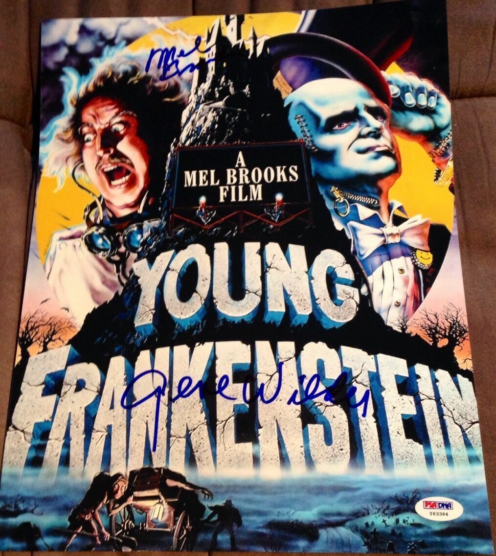MEL BROOKS GENE WILDER SIGNED AUTOGRAPH YOUNG FRANKENSTEIN Photo Poster painting PSA/DNA Y63364