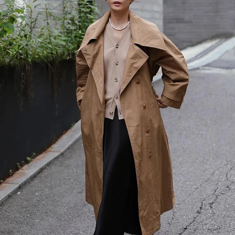 British Style Solid Color Windbreaker Coat - yankia
