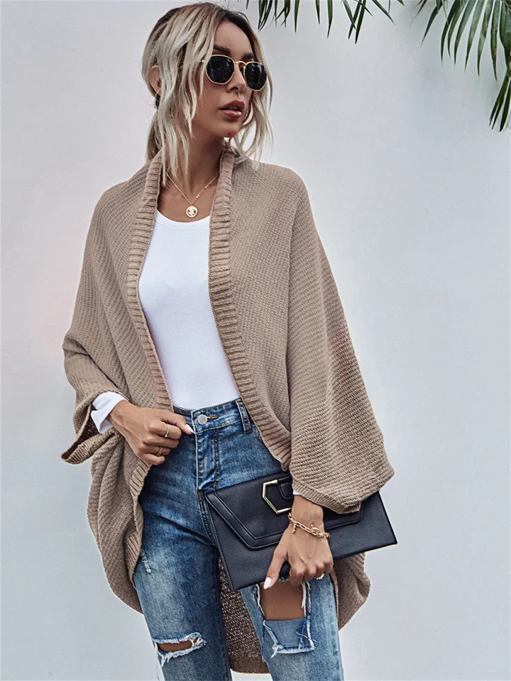 Contrast Shawl Knitted Cardigan Sweater