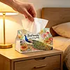 DIY Diamond Art Tissue Box Holder Peacock PU Leather Diamond Art Desktop Organizer Resin Rhinestone Storage Organizers Gem Art Home Office Decor Craft Gift