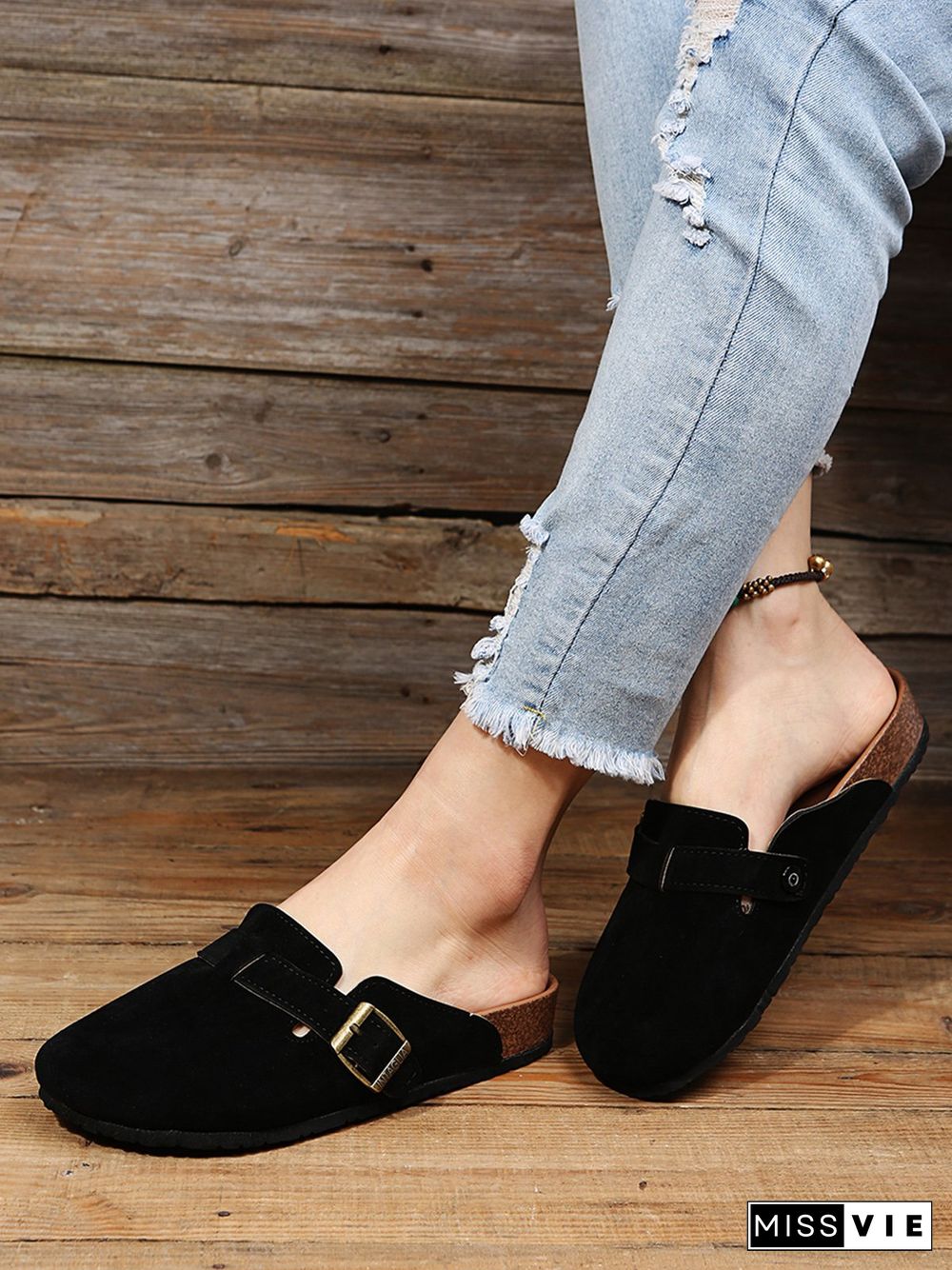 Solid Color Vintage Casual Mules