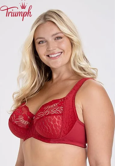 Triumph - Soutien com aro e suporte lateral em renda jacquard (3 pe&ccedil;as)