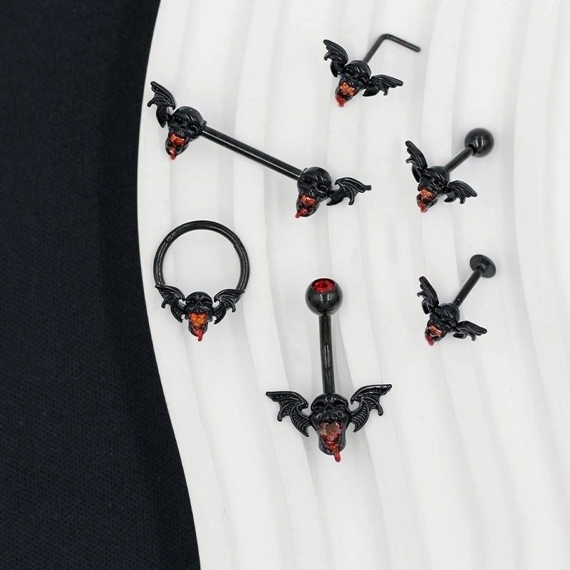 1 Piece Belly Rings Hip-Hop Funny Bat 316 Stainless Steel  Alloy Inlay Rhinestones