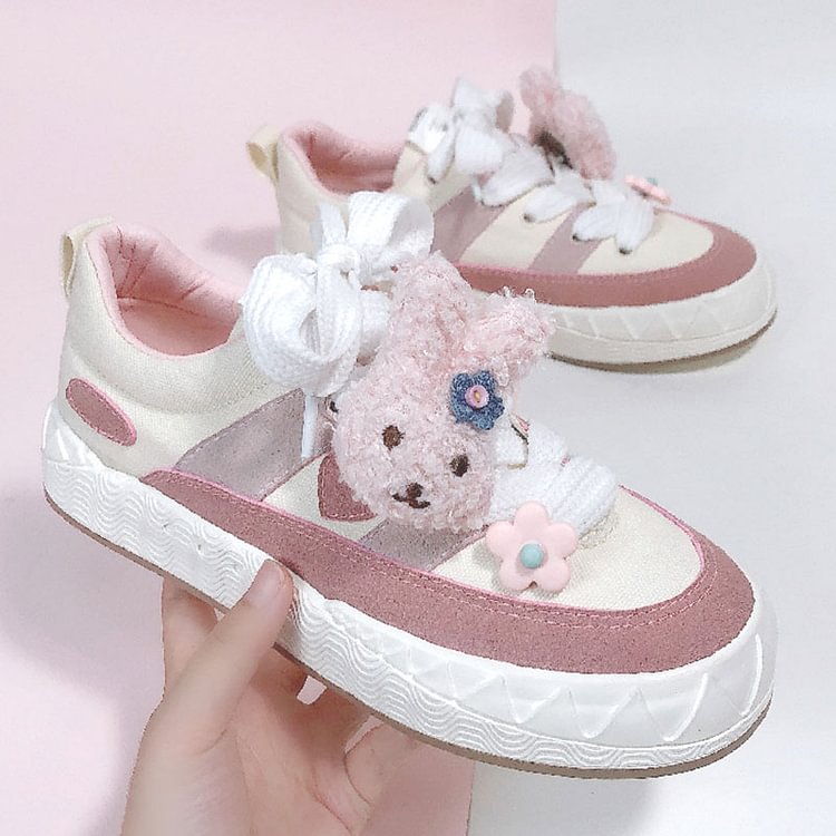 Bunny Flower Canvas Shoes - Modakawa Modakawa
