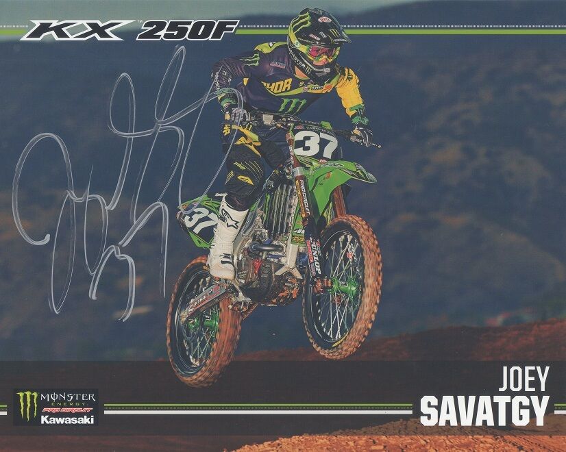 *JOEY SAVATGY*SIGNED*AUTOGRAPHED*Photo Poster painting CARD*MONSTER*ENERGY*KAWASAKI*8X10