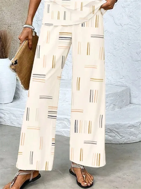 Women's Sleeveless Square Collar Graphic Printed Casual Set