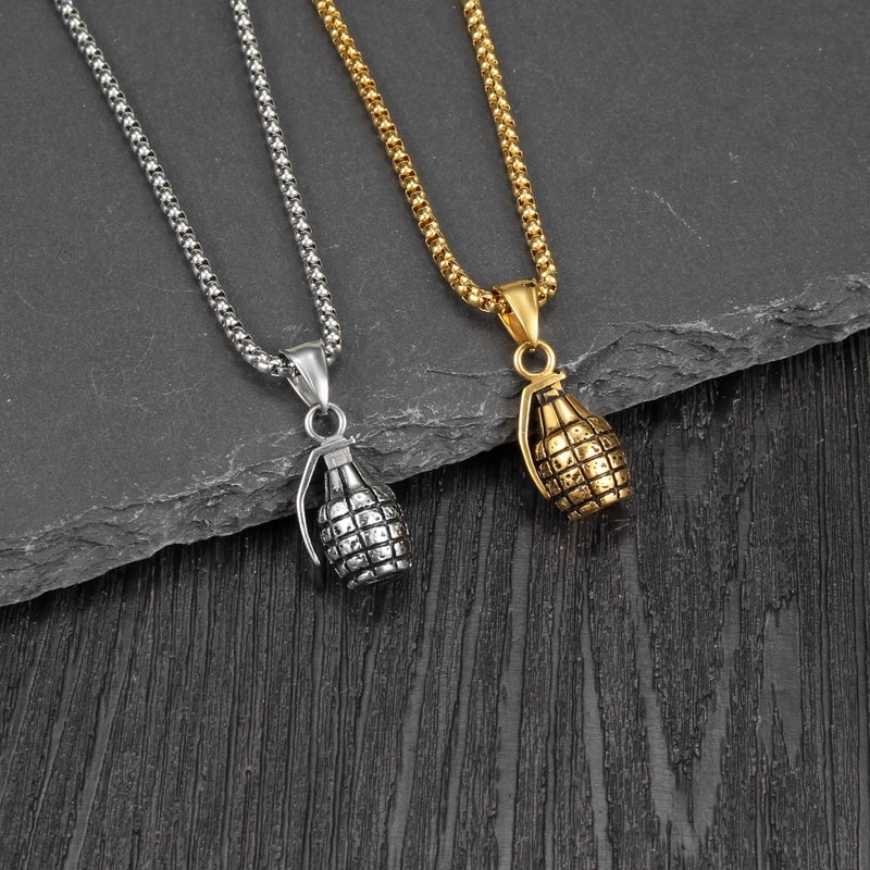 Hip-Hop Grenade 304 Stainless Steel Men’s Pendant Necklace