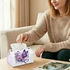 Purple Heart Rose Butterfly DIY PULeather Diamond Painting Tissue Box for Adults Beginners Large Size Diamond Art Paper Storage Holder for Living Room Bedroom Bathroom Table Decor