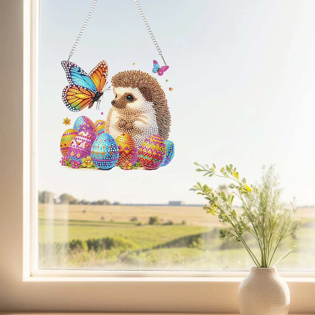 DIY Butterfly Egg Hedgehog Special Shape Diamond Painting Acrylic Hanging Pendant for Home Decor