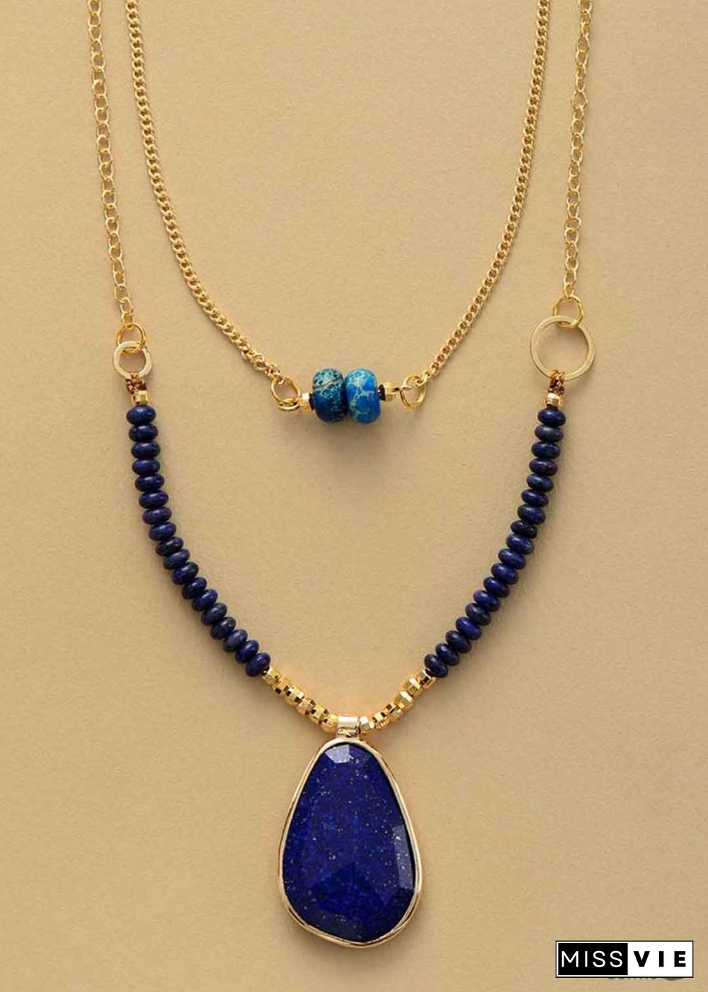 Boho Necklace, 2 Layers Lapis