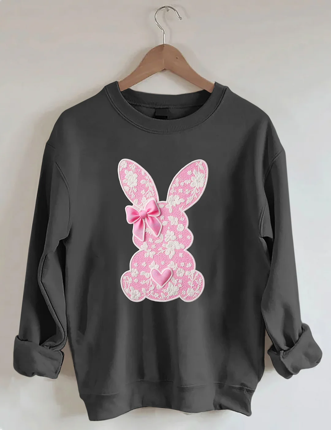 White Lace Bunny Coquette Bow Sweatshirt