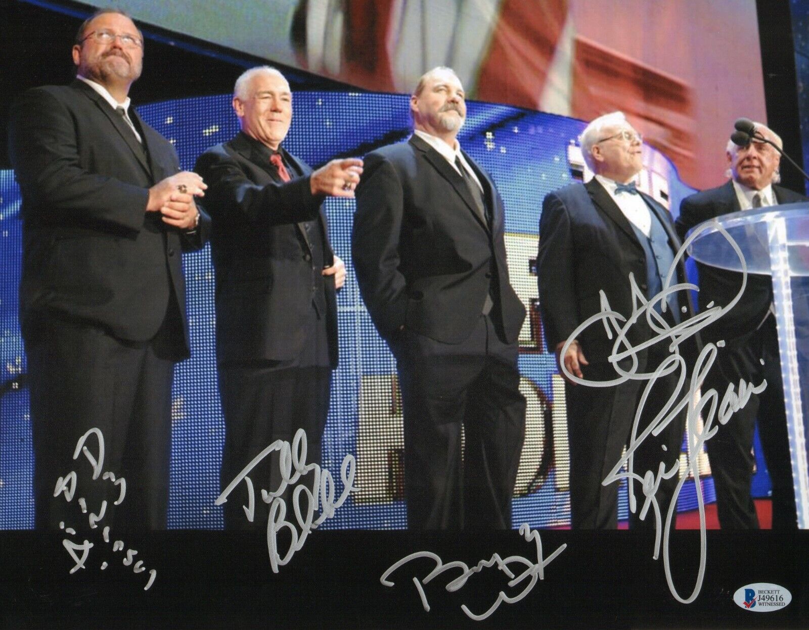 Ric Flair Arn Anderson + 4 Four Horsemen Signed 11x14 Photo Poster painting BAS COA WWE NWA WCW