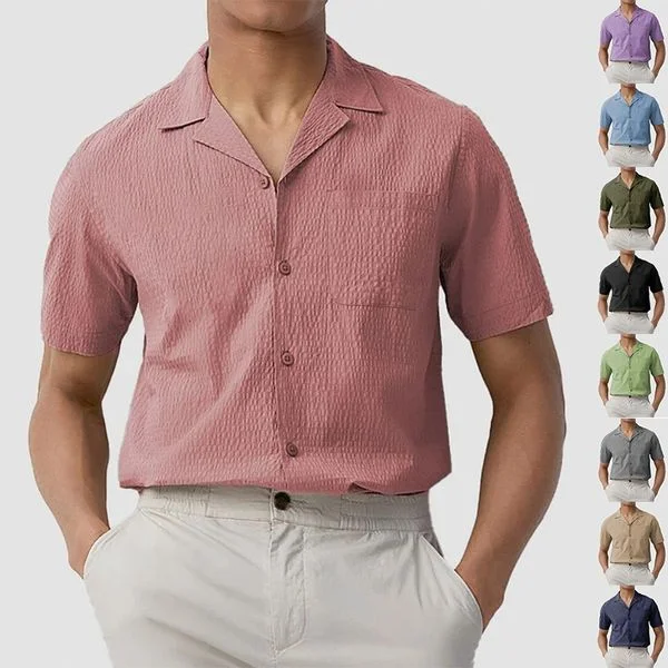 Men's Casual Linen Henley Shirt