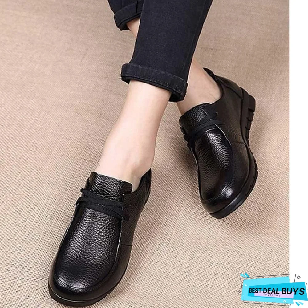 Women Flats Genuine Leather Casual Loafers Shoes