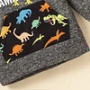 Kid Baby Boy Autumn Winter Letter Dinosaur Print 2 Pcs Sets Suit