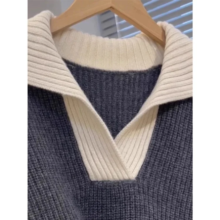 Athvotar Athvotar Version Of Autumn And Winter Breeze High Sense Of The New Bottom Knitted Shirt Languid Jacket Soft-Creinating Sweater Top Coloring Large Size Women's Clothing