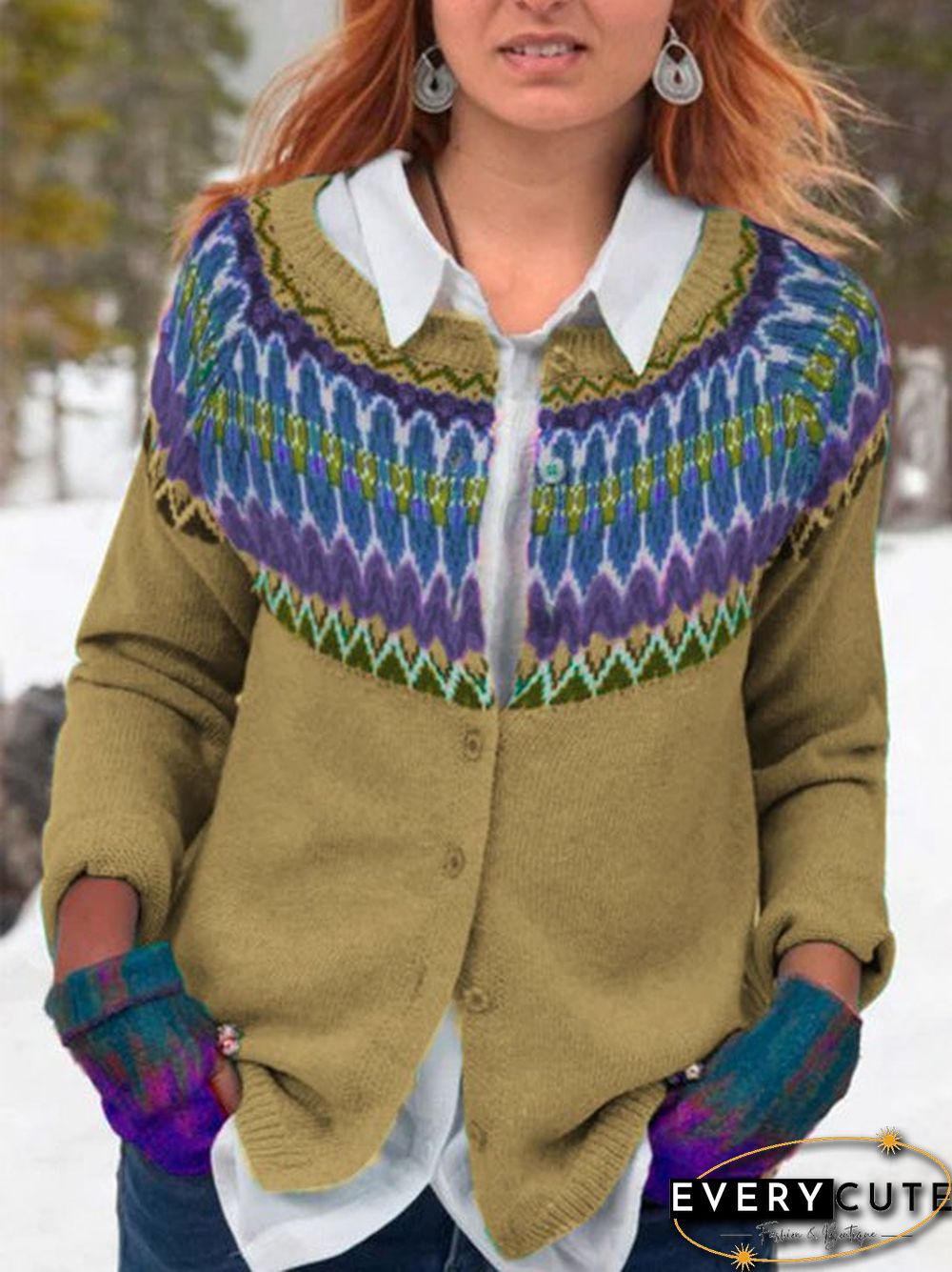 Printed Cotton Casual Cardigans