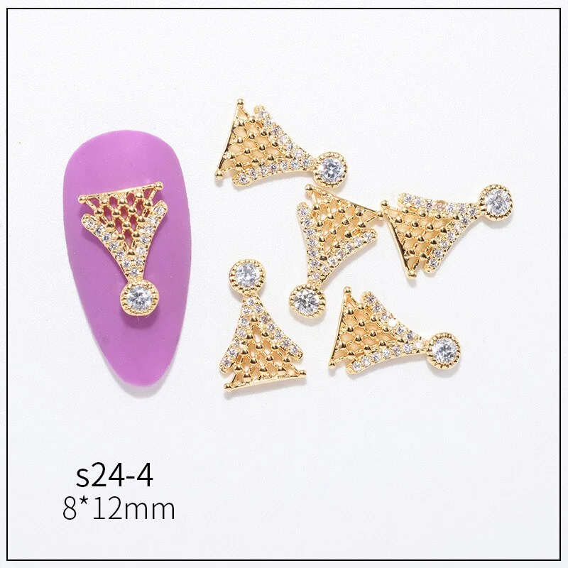 Nail Decoration Embellished Pendant Flash Drilling Chain Designs 5 Pcs/Set Metal With Zircon Rhinestones For Beauty Salons-Nail Inspo