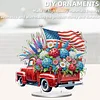 America Flag Car DIY Acrylic Desktop Diamond Art Kit Single-Sided for Home Decor