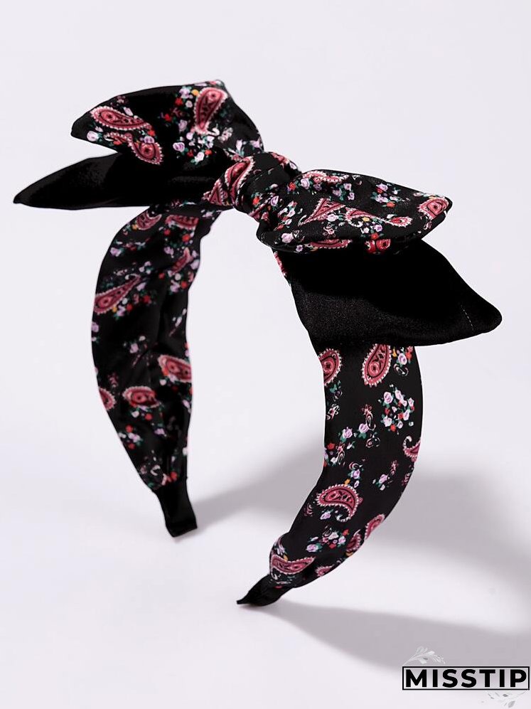 Paisley Print Bow Decor Headband